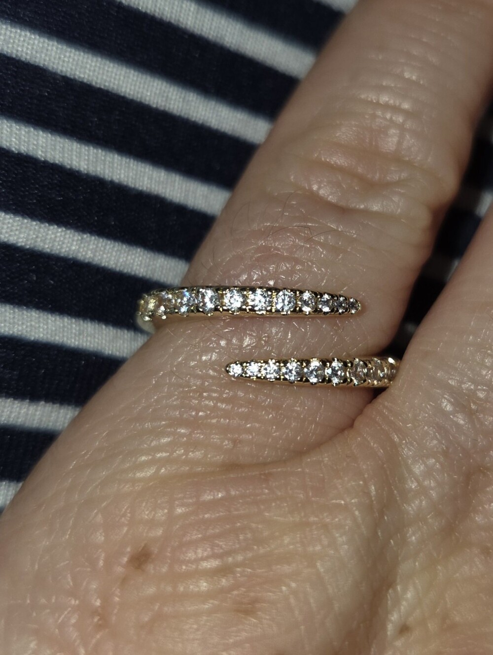 Gold Tone Wrap Ring Size 6 CZ Spiral Open Ring Dainty Minimalist